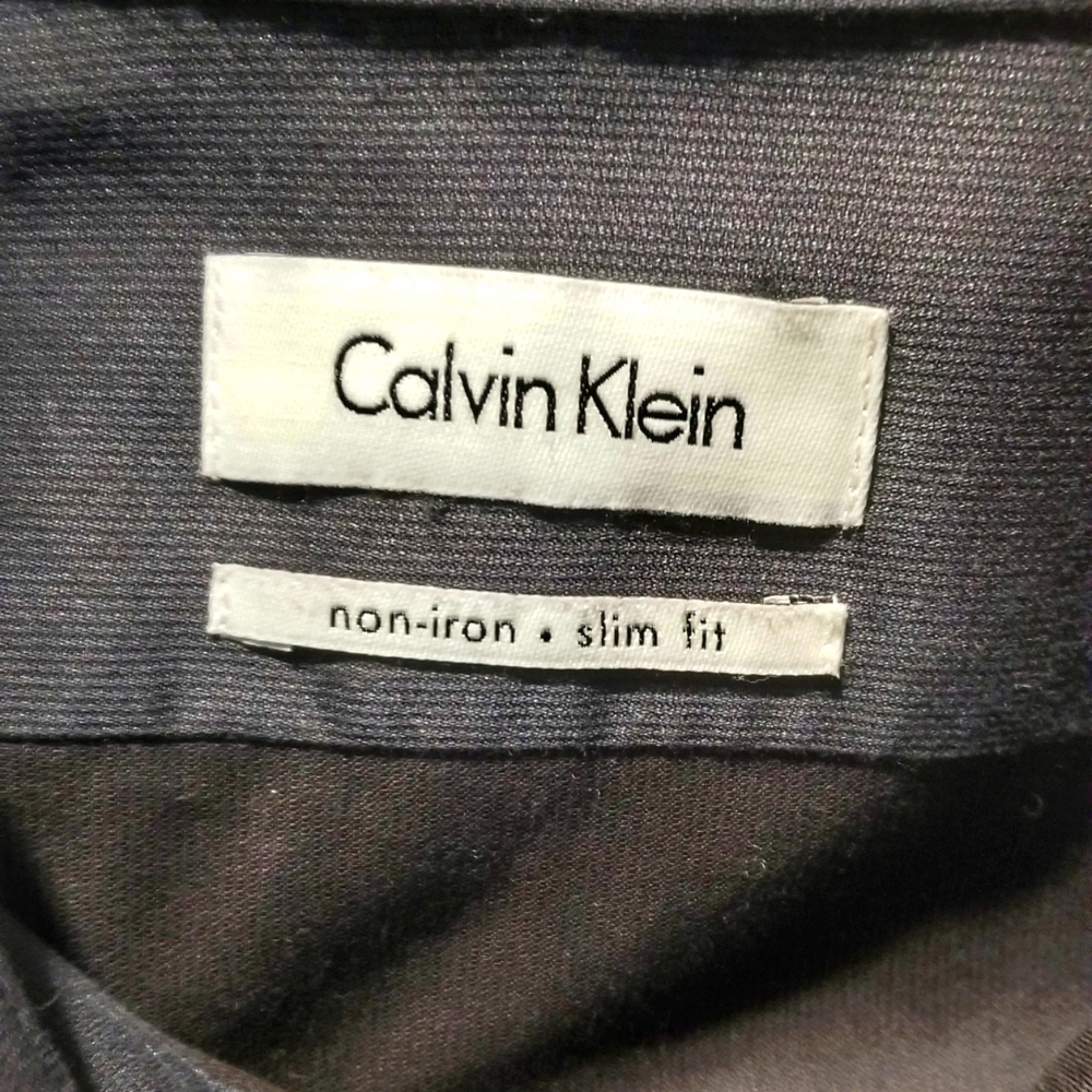 Calvin Klein / Men's Longsleeve Dress Shirt \ Gunmetal \ 15 15 1/2 32 33 ~ - Picture 5 of 7